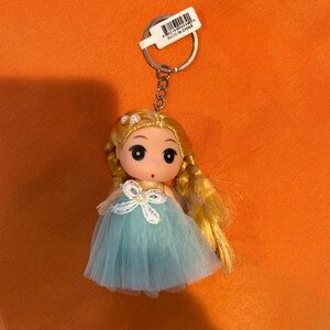 Disney Doll Keychain with Teal Dress and Blonde Hair